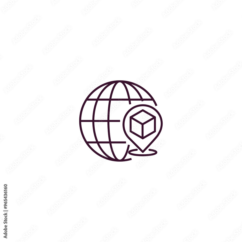 Poster global distribution outline icon. linear vector from delivery concept. thin line global distribution