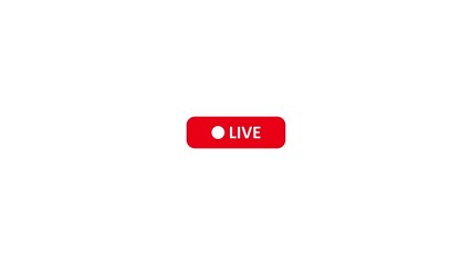 Simple live streaming icon animation. 4k resolution with white background
