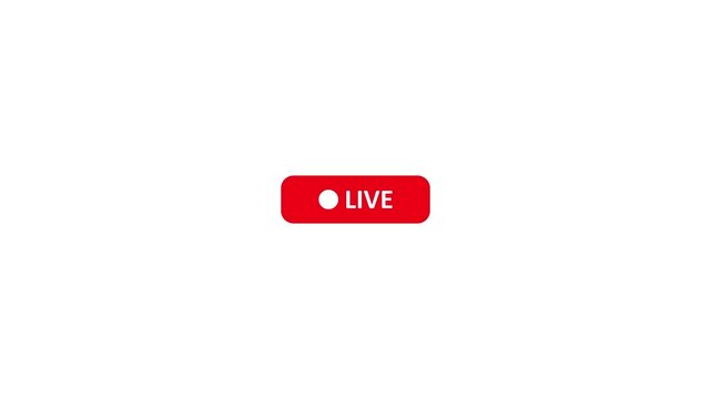 Simple live streaming icon animation. 4k resolution with white background