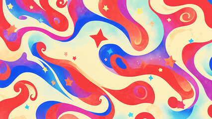 colorful background with swirls and stars