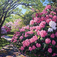 Obraz premium Colorful Blooming Flowers in a Lush Green Forest 