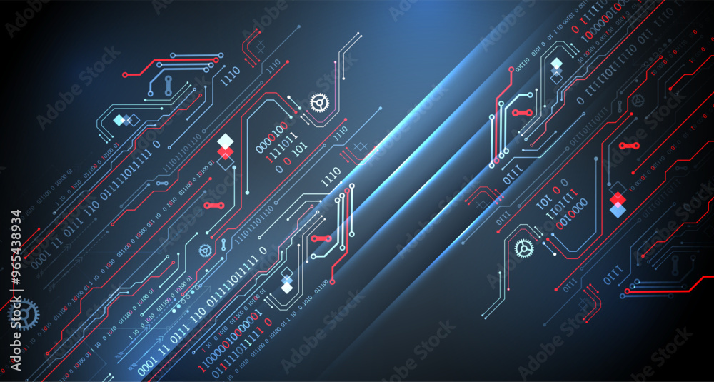 Aufkleber Abstract technology concept. Computer code background. Hand drawn vector illustration.