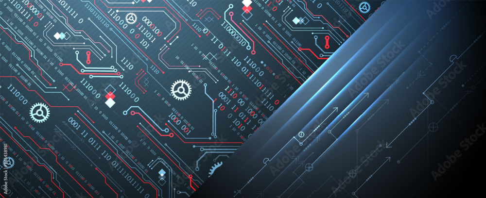 Aufkleber Abstract technology concept. Computer code background. Hand drawn vector illustration.