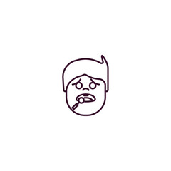 sick boy outline icon. Linear vector from dentist concept. Thin line sick boy icon isolated on white background