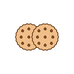 Round cookie icon. Biscuit and cracker symbol. Colored vector illustration on white background. 
