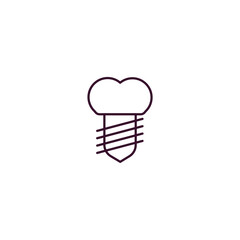 implant outline icon. Linear vector from dentist concept. Thin line implant icon isolated on white background