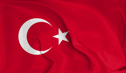 An up close view of Turkey flag flying textures