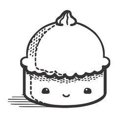 kawaii.children's food drawing characters,cute picture characters.cartoon coloring pictures.black and white image