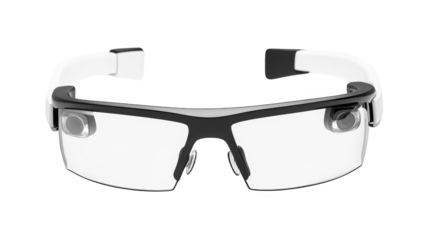 Futuristic Augmented Reality Glasses with Camera Lens