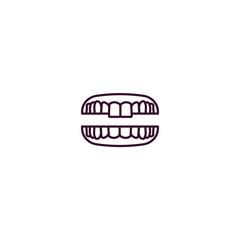 denture outline icon. Linear vector from dentist concept. Thin line denture icon isolated on white background