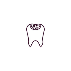 holed tooth outline icon. Linear vector from dentist concept. Thin line holed tooth icon isolated on white background