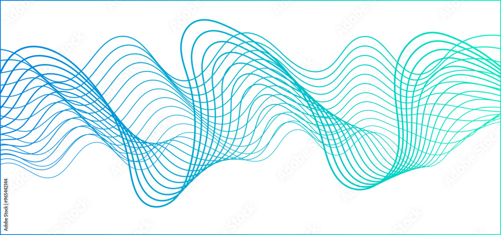 Poster Dynamic gradient colorful flowing wave design element. Abstract wavy lines gradient vector line blend element.	