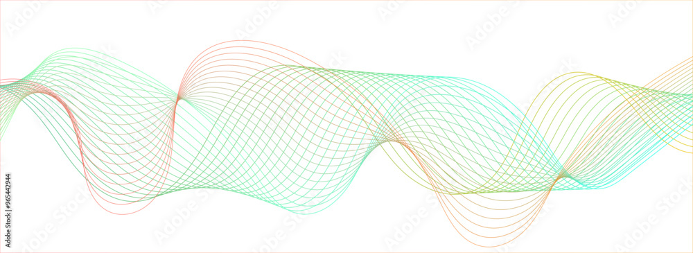 Wall mural dynamic gradient colorful flowing wave design element. abstract wavy lines gradient vector line blen