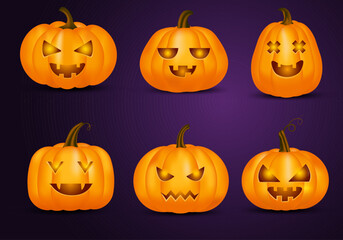set of creepy and fun Halloween pumpkins