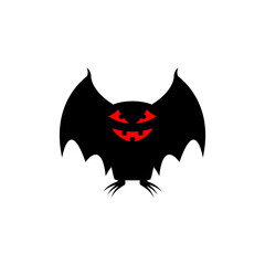 Scary flying monster with teeth and wings. Vector illustration on a white background.