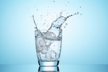 Glass splashing drink water.