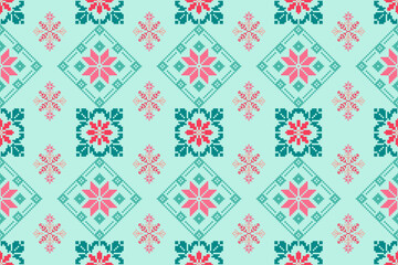 Holiday Pixel Art Pattern with Geometric Shapes: Christmas Design in Lively Colors – Perfect for All Ages, Ideal for Scarves, Blankets, Tablecloths, Rugs,Decorations,ethnic pattern
