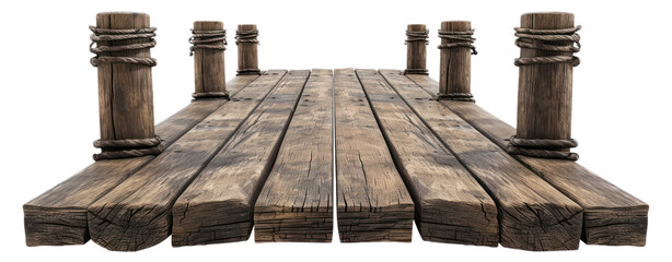 wood pier port and pole boardwalk in lake clip art transparent background