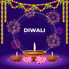 Vector illustration of Happy Diwali decorative background template