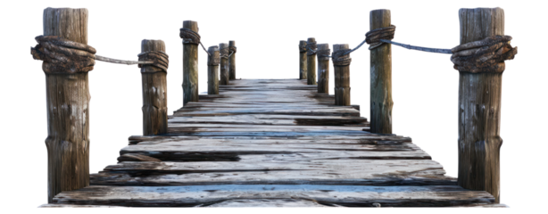 wood pier port and pole boardwalk in lake clip art transparent background