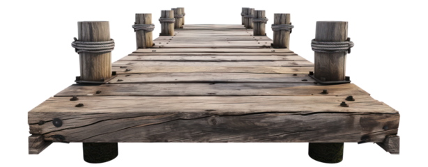 wood pier port and pole boardwalk in lake clip art transparent background