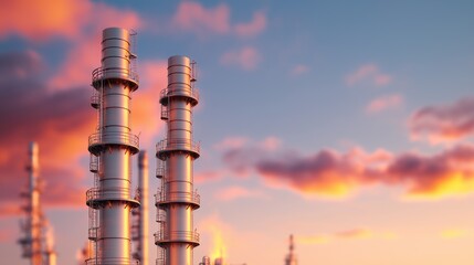 Obraz premium Fueling the Future: Oil Refinery Industrial Hub with Copy Space, Selective Focus,