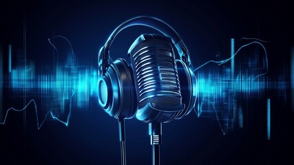 microphone and headphones,  International Podcast Day vector illustration - Podcast day dedicates September 30th is an international celebration of the power of podcasts