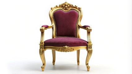 Elegant banquet chair features plush velvet seat and intricate gold detailing, exuding luxury and sophistication against a clean white background.