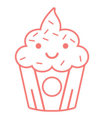 Cute Cupcake Outline Icon