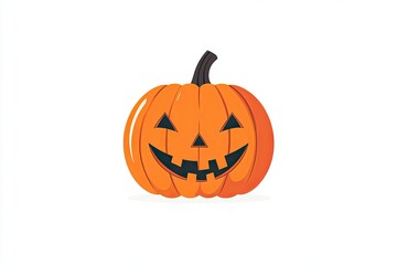 Fototapeta premium Happy halloween pumpkin logo isolated on white background. Vector illustration, cute and smiling