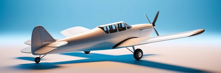 Miniature plane on blue background travel concept