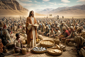 Jesus Christ, Feeds the five thousand - Biblical story