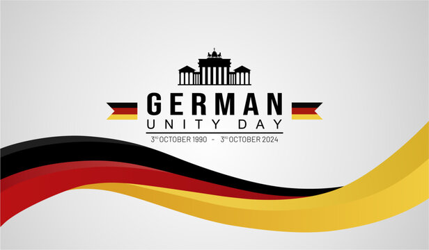 German Unity Day 2024 Gradient Banner with  Brandenburg Gate Illustration. German Unity Day 2024 banner, background, poster, template, greeting.