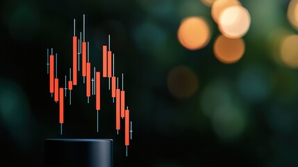 Futuristic Holographic Oil Price Chart Analysis on Dark Tech Interface - with Copy Space and Selective Focus in