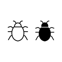 Bug vector icon set. software malware virus. Cyber protection outline symbols color aditable