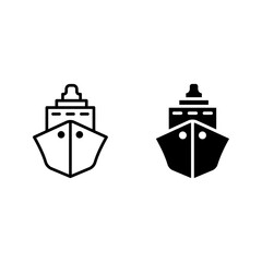 Water transport, cruise ship icon set color aditable