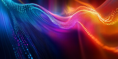 Abstract digital wave with colorful lights.