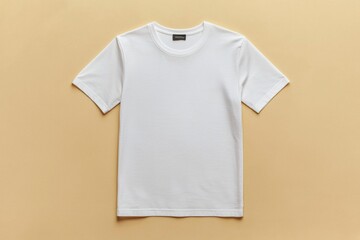 Simple Tshirt Flatlay mockup in beige background created with generative AI