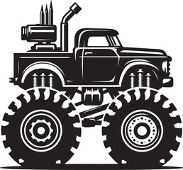 Monster truck silhouette vector illustration isolated on a white background