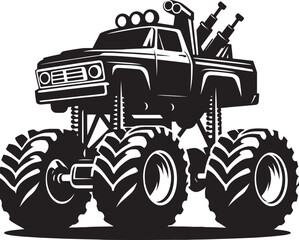 Monster truck silhouette vector illustration isolated on a white background