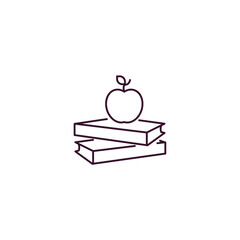 book and apple outline icon. Linear vector from education concept. Thin line book and apple icon isolated on white background