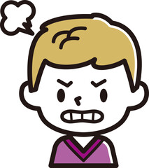男の子表情のアイコン　怒る
