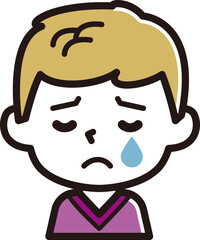 男の子表情のアイコン　泣く