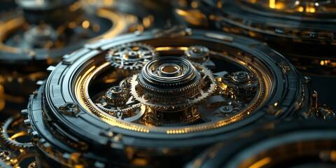 Intricate clockwork gears and cogs.