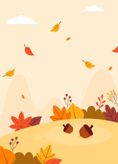 Obraz premium Flat design of natural autumn portrait background vector illustration
