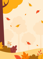 Flat design of natural autumn portrait background vector illustration