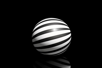 Black and White Striped Easter Egg on Black Background