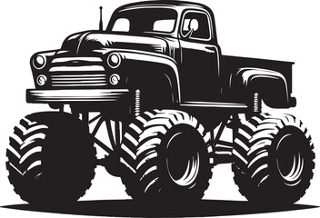 Monster truck silhouette vector illustration isolated on a white background