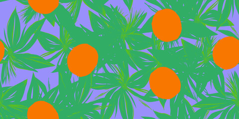 Modern abstract tropical collage pattern. Exotic polka dot seamless pattern. Hand drawn unique print.