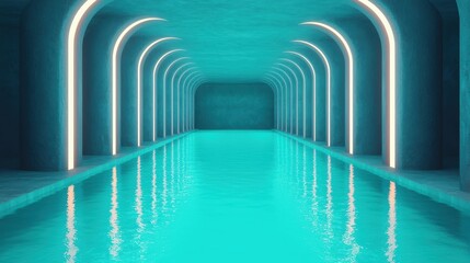 Illuminated Future: Enthralling Underwater Base in - with Glowing Lights on Ocean Floor